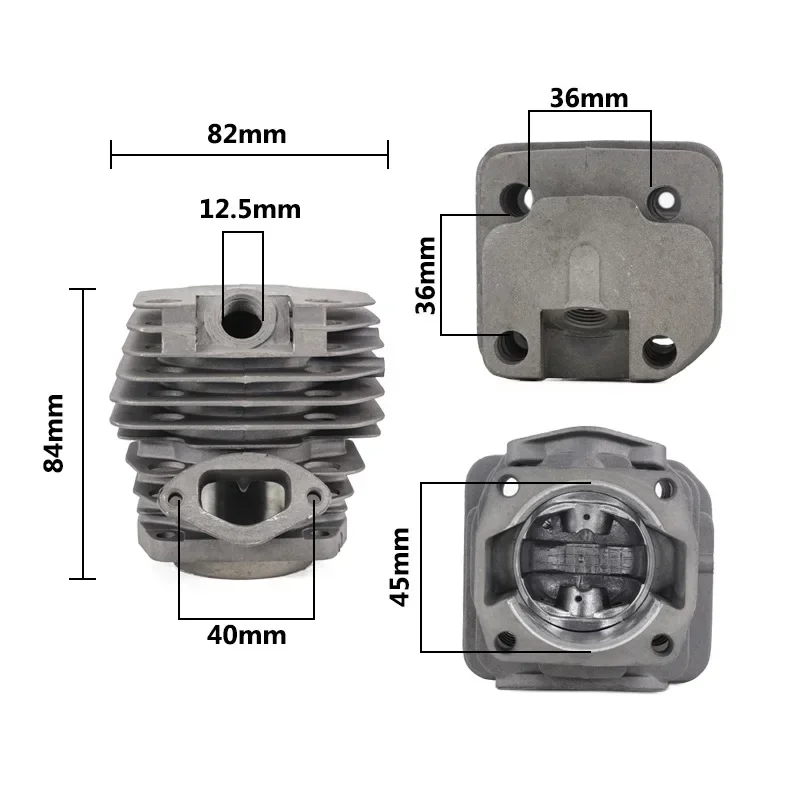 Imagem -02 - Conjunto de Cilindros e Pistão para Motosserra 45 mm de Diâmetro Peças Sobressalentes para Motosserra a Gasolina e Óleo Fit 52 52cc Conjunto
