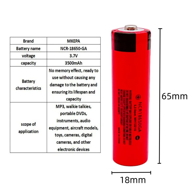 بطارية ليثيوم قابلة للشحن من NCR مع شاحن ، تفريغ عالي 18650GA ، 3.7 فولت ، 3500 مللي أمبير في الساعة ، مصباح يدوي ، نموذج طائرة ، جهاز اتصال لاسلكي