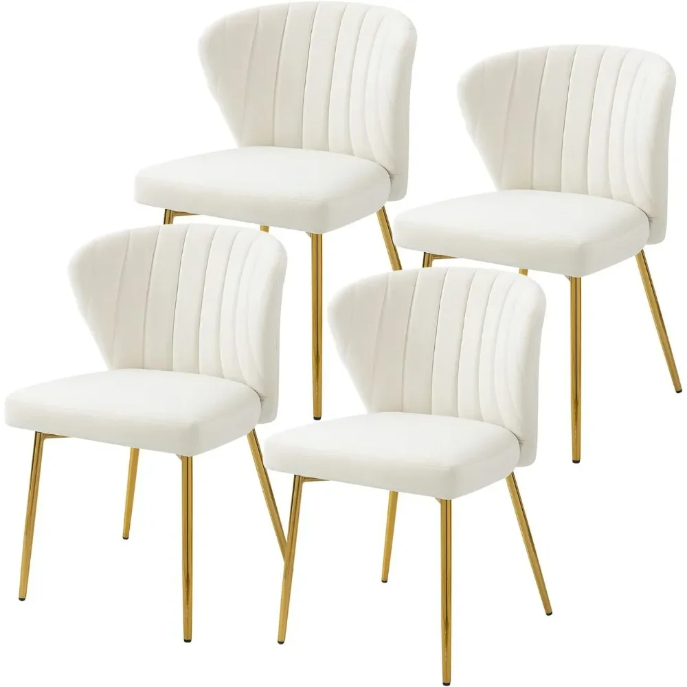 Velvet Dining Chairs Set of 4, Modern Dining Chairs with Golden Metal Legs, Tufted Upholstered Dining Chairs for Dining, chair