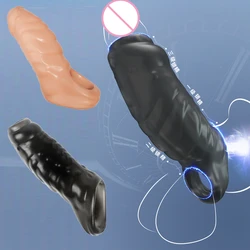 New Reusable Penis Sleeve Glans Penis Enlarger Extender Delay Ejaculation Cock Ring Sex Toys for Men Couples