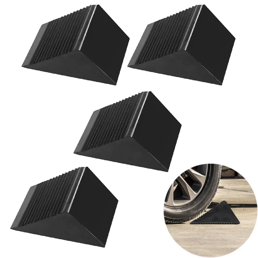 

Heavy Duty Rubber Wheel Chocks 4 Pack NonSlip Tire Stoppers for Vehicle Stability During Maintenance and Repairs