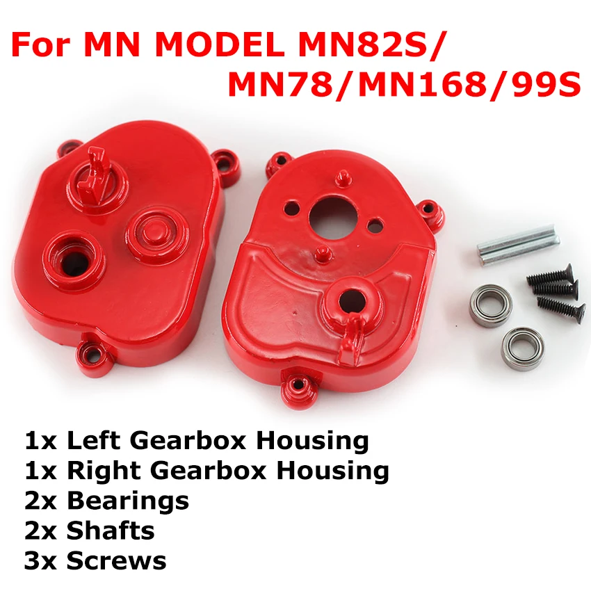 

Metal Transmission Case Kit Compatible with MN MODEL MN82S/MN78/MN168/99S RC Car Replacement Accessory Includes Bearings/Shafts