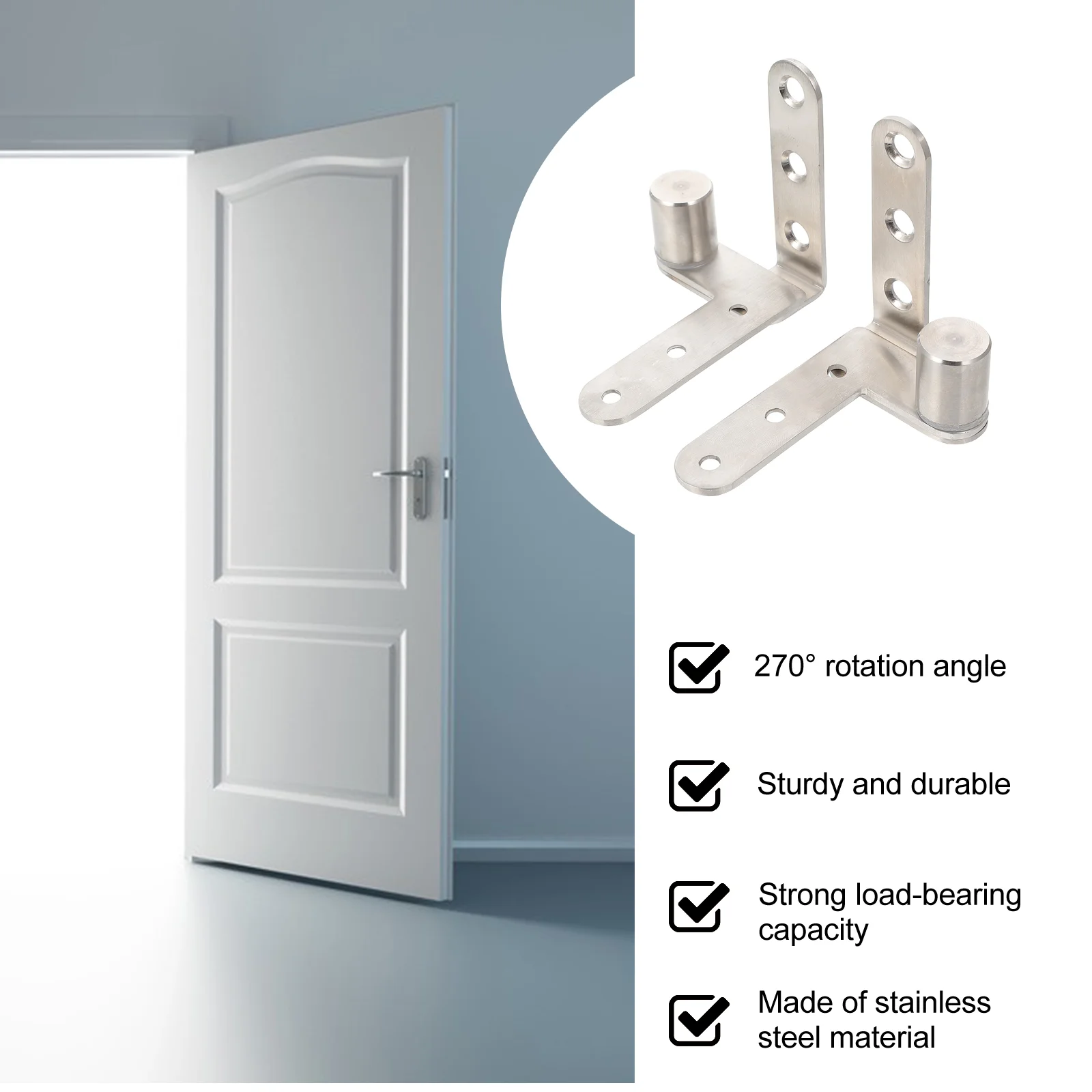 2 Pcs Door and Window Hinge Rotating Book Shelf Stainless Steel Hinges Butt Metal Furniture