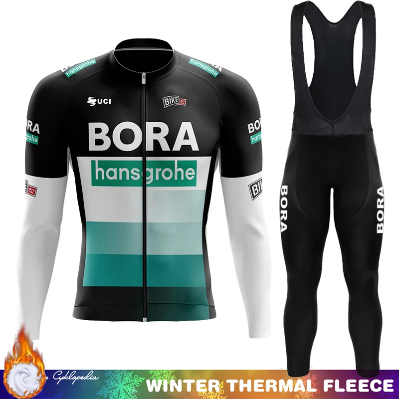UCI BORA Cycling Jackets Termal Fleece Jersey Men's Outfit Retro Winter Man Maillot Set Thermal Bib Clothing Uniform Jumper Suit