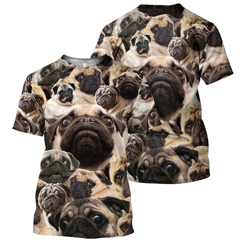 Corgi French Bulldog Pug 3D Print T-shirt Men Fashion Casual Short-sleeved Round Neck Tees Bullhead Terrier Summer T Shirts