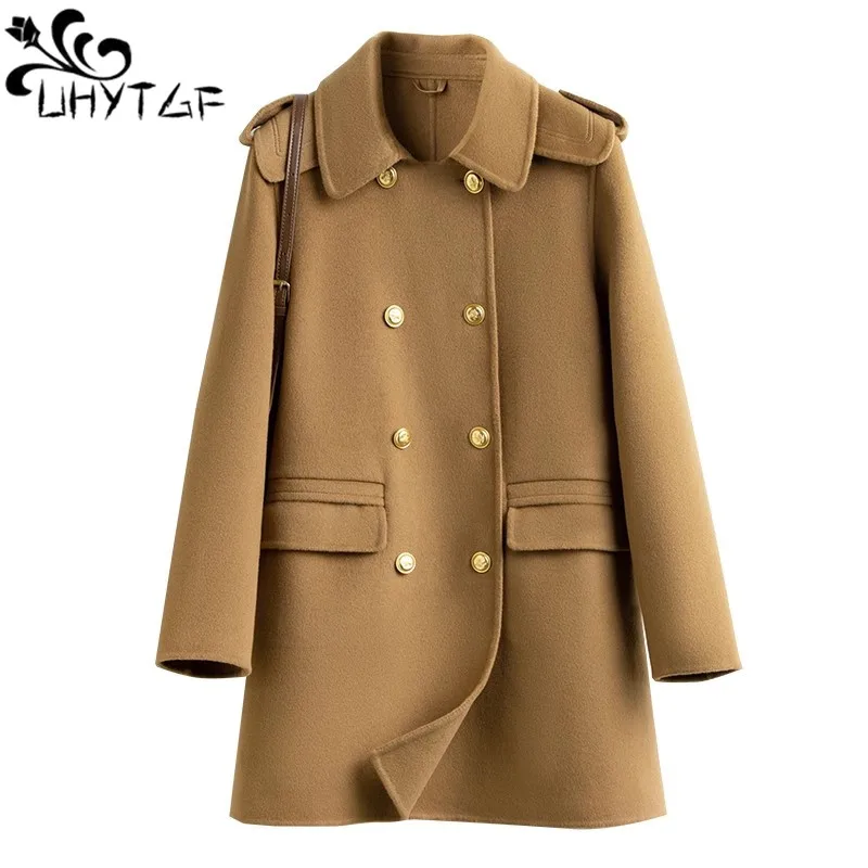 

Double-Sided Cashmere Coat Women Fashion Double-Breasted High-End Wool Jacket Female temperament Autumn Winter coat Ladies 2784