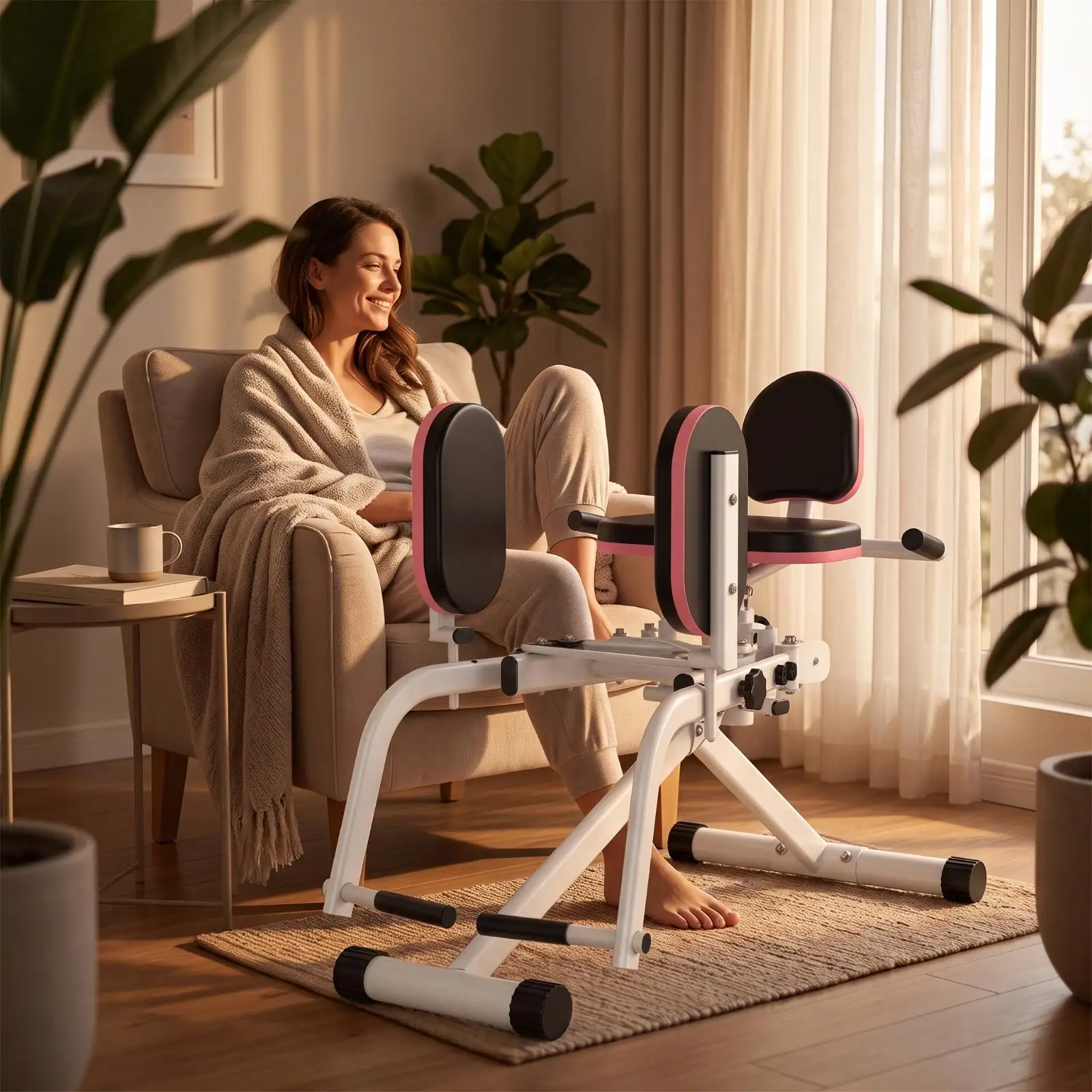 Sturdy Hip Thigh Exercise Machine for Women Men Steel Tube Frame Low Profile Base Gym Equipment for Lower Body Toning