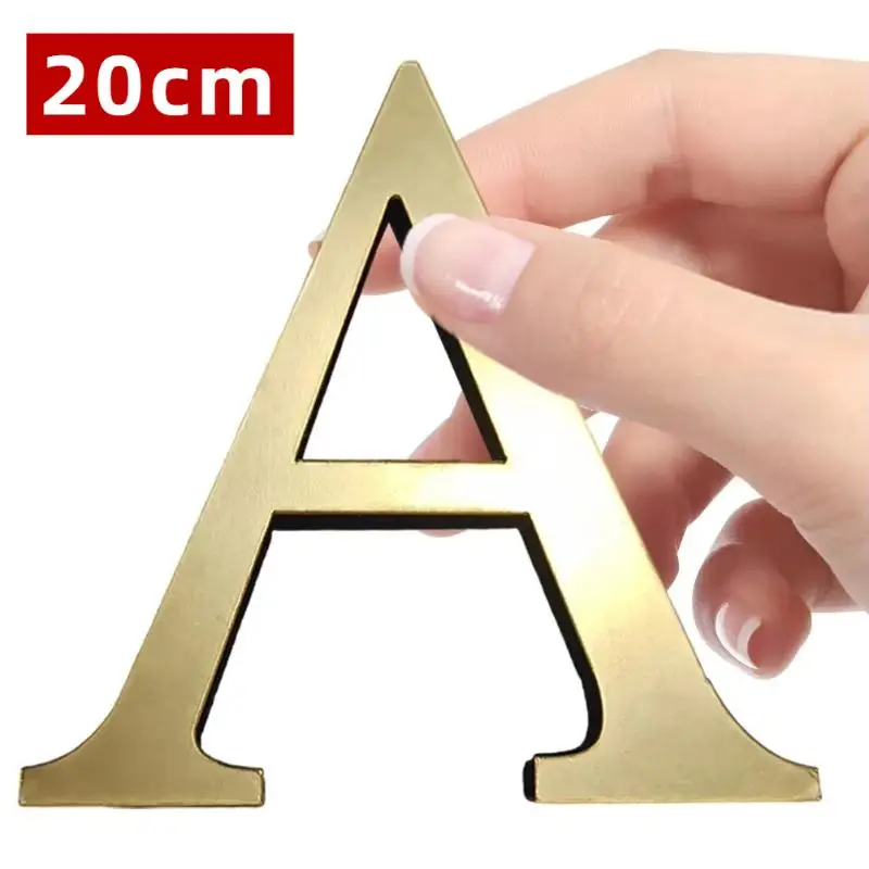 20cm Gold 26 English Letters DIY 3D Mirror Acrylic Wall Stickers Home Retro Wall Art Decor For Party Wedding Christmas
