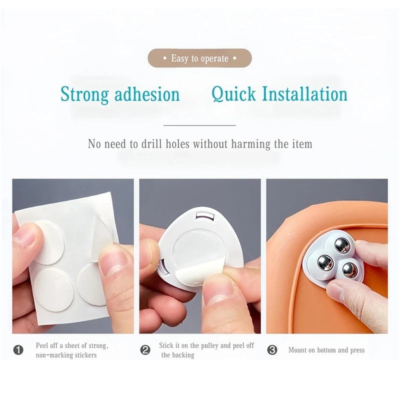 Metal Mini Swivel Wheels Self-Adhesive Casters 360 Degree Swivel Self-Adhesive Pulley