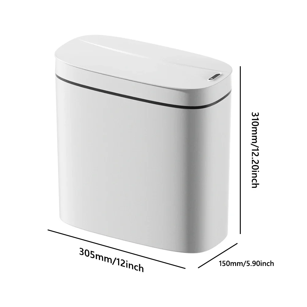 14L Smart Sensor Trash Can with Lid for Kitchen Toilet Bathroom Bins Waterproof Automatic Trash Can Quiet Touchless Wastebasket