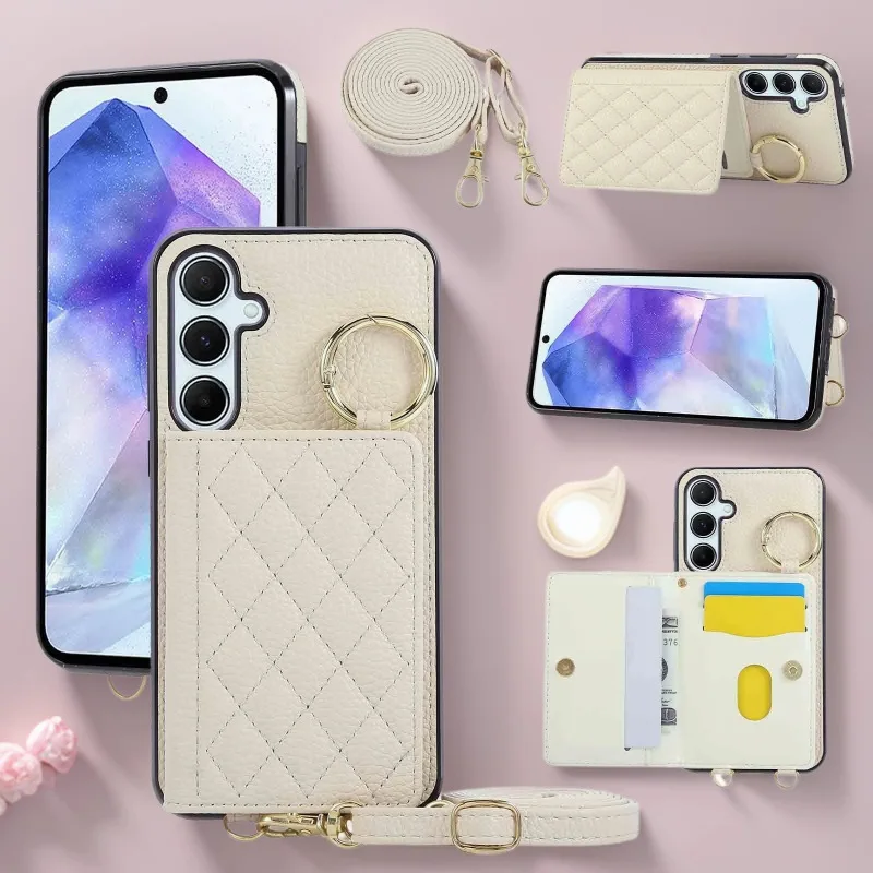 Suitable for Samsung S25edge phone case, S24 card holder, S26 small fragrance cross-body artificial leather bag protection