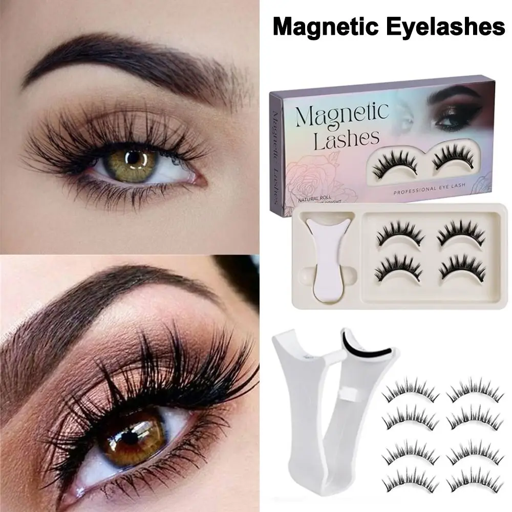 Nuevas pestañas magnéticas sin necesidad de pegamento con aplicador, pestañas postizas reutilizables, pestañas magnéticas de aspecto Natural esponjoso, herramientas de maquillaje de ojos