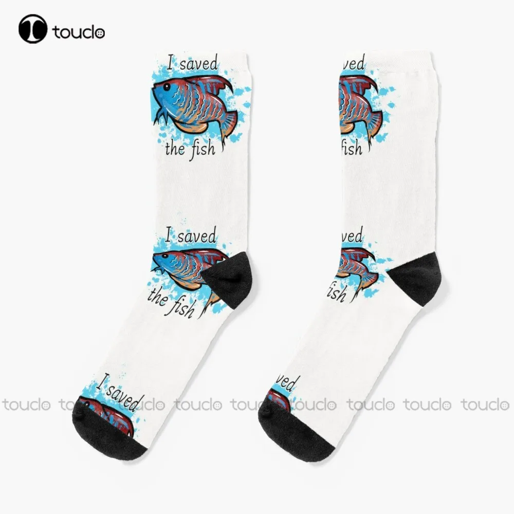 I Saved The Fish Detroit Become Human Socks Cycling Socks 360° Digital Print Design Happy Cute Socks  New Popular Funny Gift