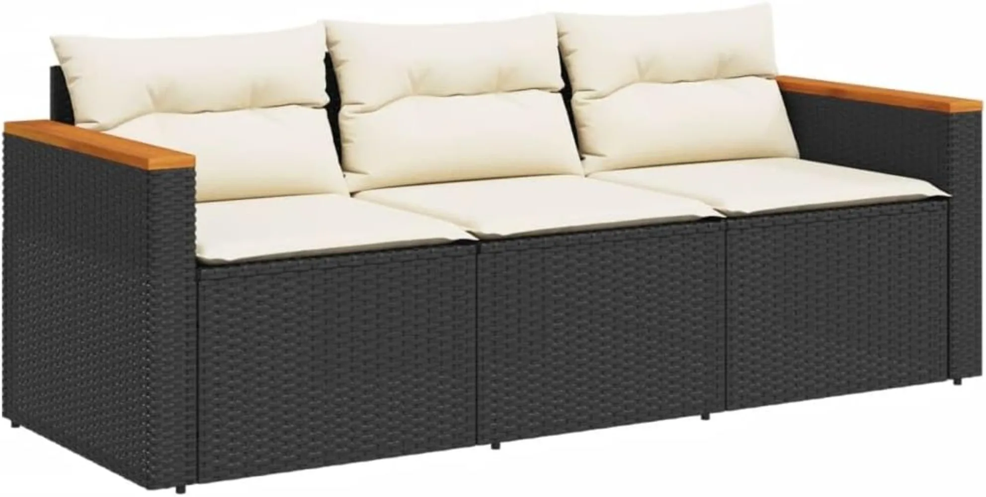 Outside Sofa Outdoor Chairs Outside Couch Patio Sofa Set - Patio Sofa with Cushions 3-Seater Black Poly Rattan