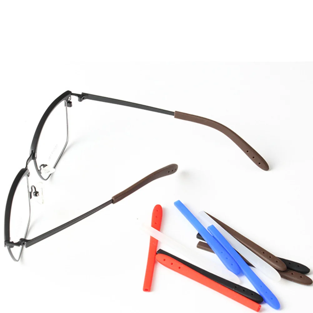 

10Pairs Non Slip Eyeglasses Leg Covers Silicone Material Anti Allergy Sweat Resistant Sports Daily Use White Black Coffee Red