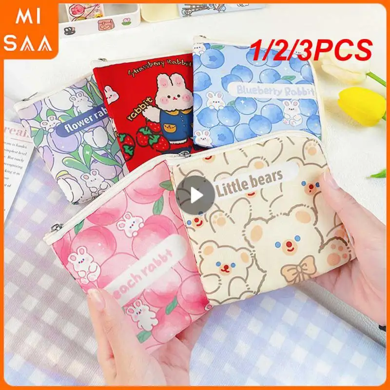 1/2/3PCS Sanitary Napkin Storage Bag Large Capacity Large Opening Convenient Cartoon Storage Bag Mini Bag Portable Zipper Small