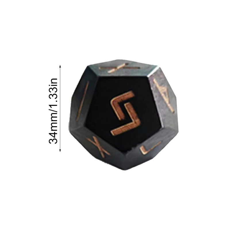 2Pcs 12-Sided Rune Dices Polyhedral Dices Wood Astrological Dices Board Game Dices Constellations Divinations Accessorys