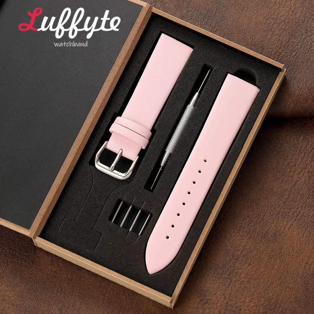 Men Women Ultra Thin PU Leather Watch Band 16mm 18mm 20mm 22mm with Gift Packing Box Simple Business Soft Wristwatch Straps