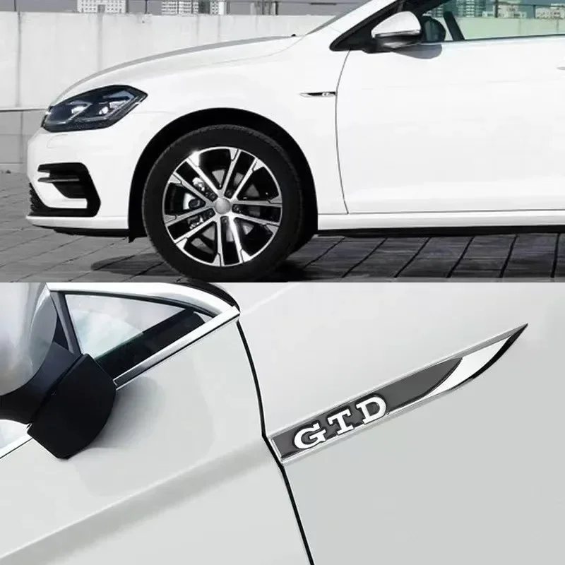 2pcs Metal GTD Letters Logo Badge Car Stickers Car Wing Fender Side Blade Sports Emblem Accessories for Golf MK5 MK7 5 6 7 Polo view 4