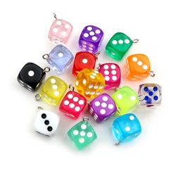 10Pcs 14x17mm Mixed Transparent Dice DIY Earring Pendants Miniature Figurines Resin Craft Cabochon Charms Making Accessories