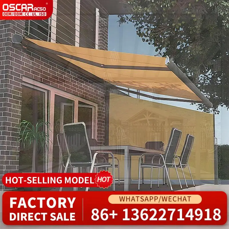 Wholesale Aluminum Wall Mounted  Sun Shades Outdoor Rust Resistant Arm Shading For Patio Poolside Garden Retractable Awning