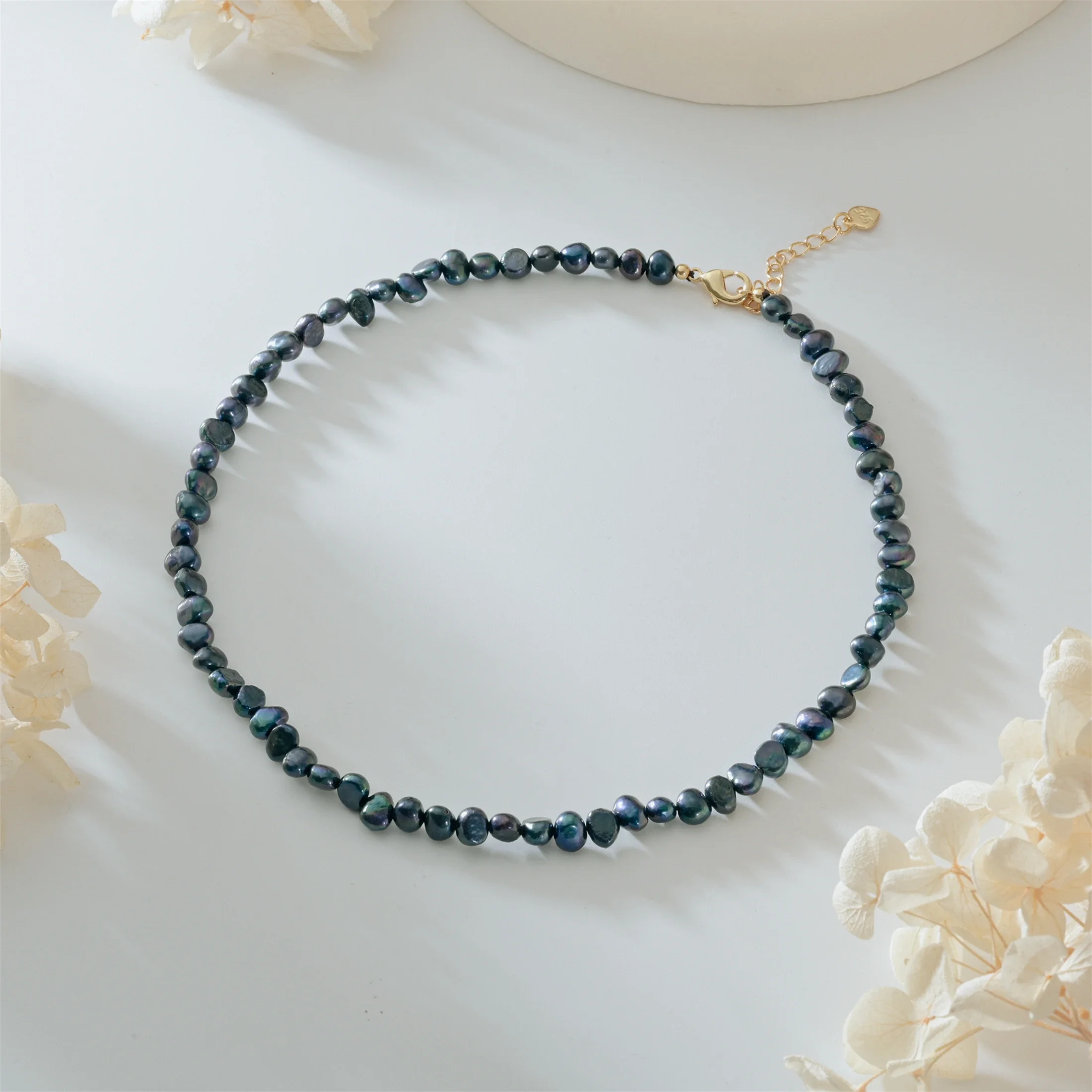 Thật Tự Nhiên Baroque Ngọc Trai Nước Ngọt Choker Vòng Đeo Cổ Cho Nữ Cô Gái Tặng, trắng Phổ Biến AA 8-9Mm Trang Sức Ngọc Trai Vòng Cổ