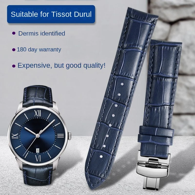 For Tissot 1853 Durol T099 Cowhide Leather Watch Strap T099407 T099207A Men's Women's 16mm 21mm Bracelet Black Brown Watchband