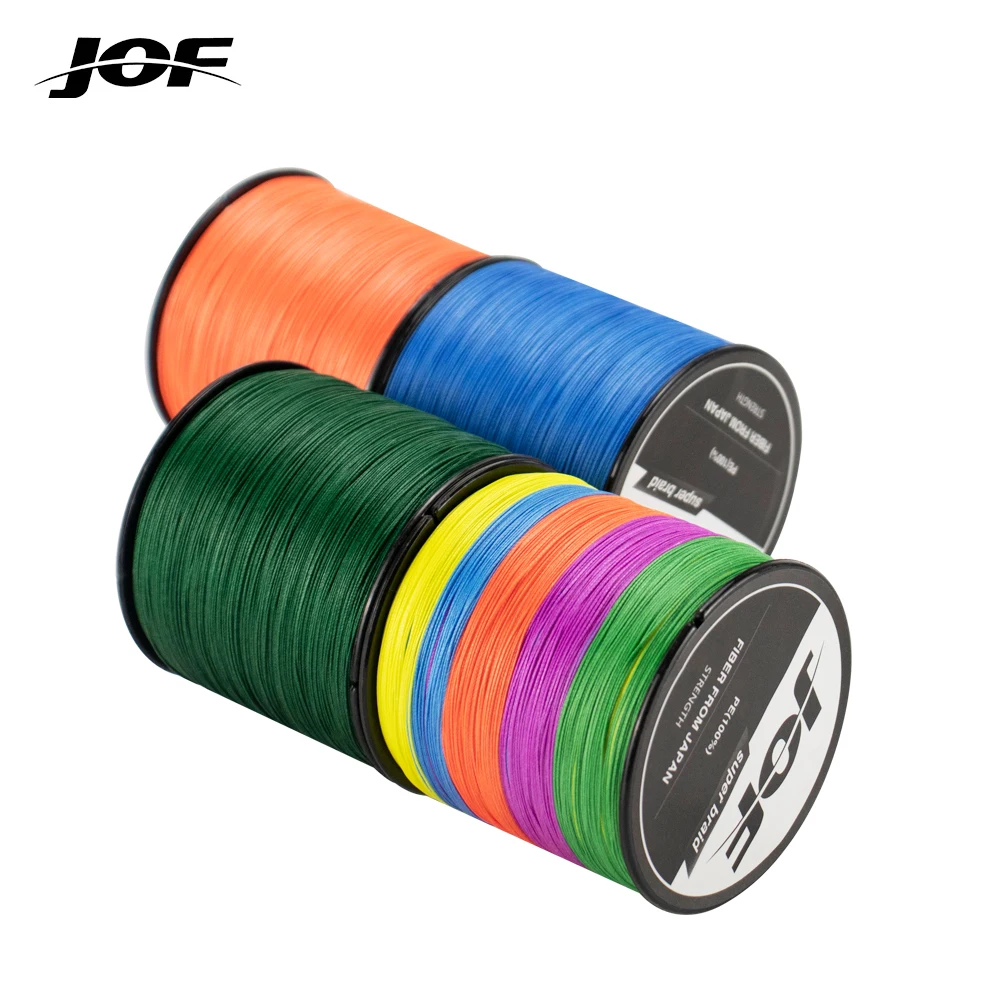 JOF PE Braided Fishing Line Pink Multifilament Fishing Cord Strong 4 Strands 500M