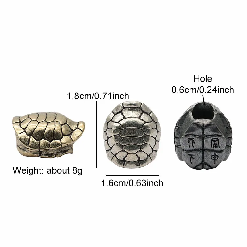 Turtle Shell Brass Knife Beads EDC DIY Paracord Woven Bracelets Lanyard Pendants Accessories Outdoor Tool Hangings Decors Gifts