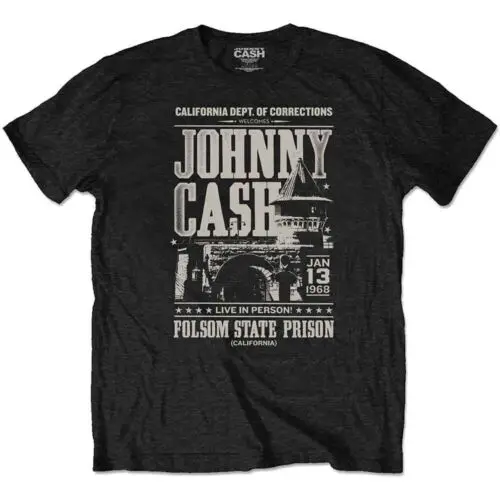 Johnny Cash Prison Poster T-Shirt Black New