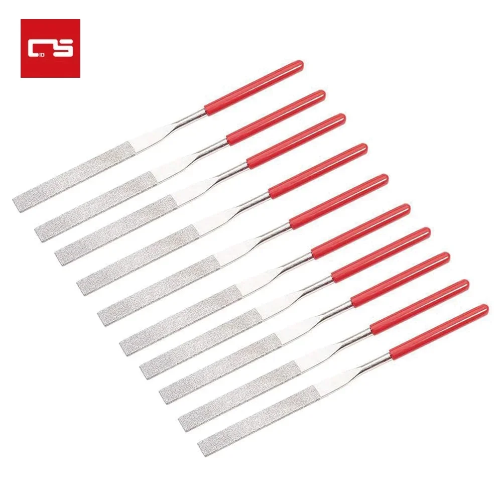 Diamond File Set Plastic Handle Metal Stone Grinding Flat Diamond Needle File DIY Wood Rasp File Needle Jewelry Polishing