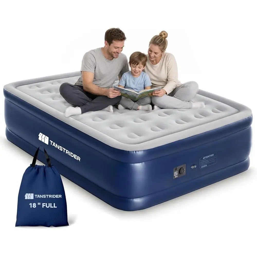 

Quick-Inflatable 18 High Double-Layer Air Mattress with Built-In Pump, Suitable for Indoors and Outdoors, Supports Up to 600lbs