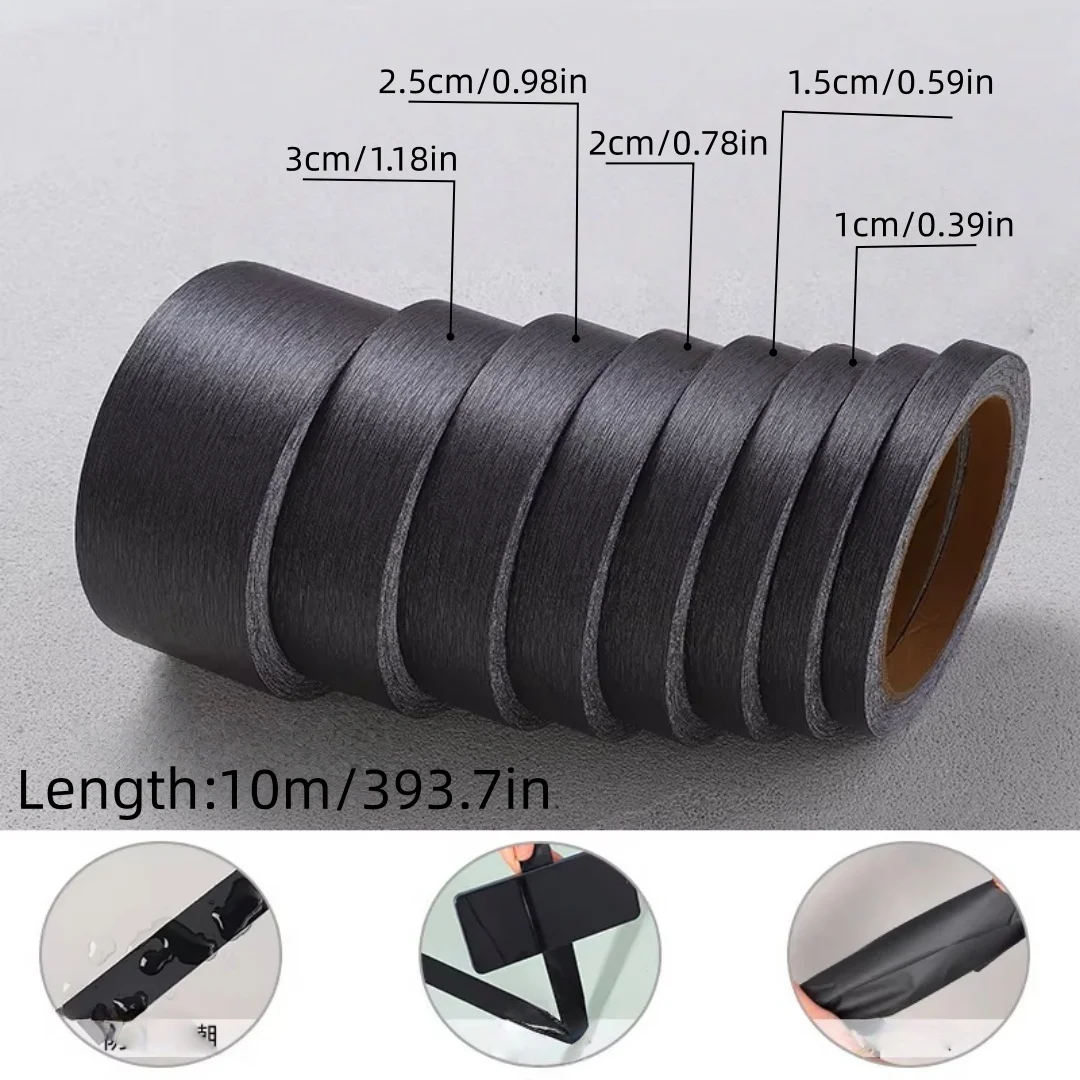 1Pc 10m/393.7inch Black Wood Grain Self-adhesive PVC Edge Banding, Wood Grain Edge Banding,Used For Decorating Borders