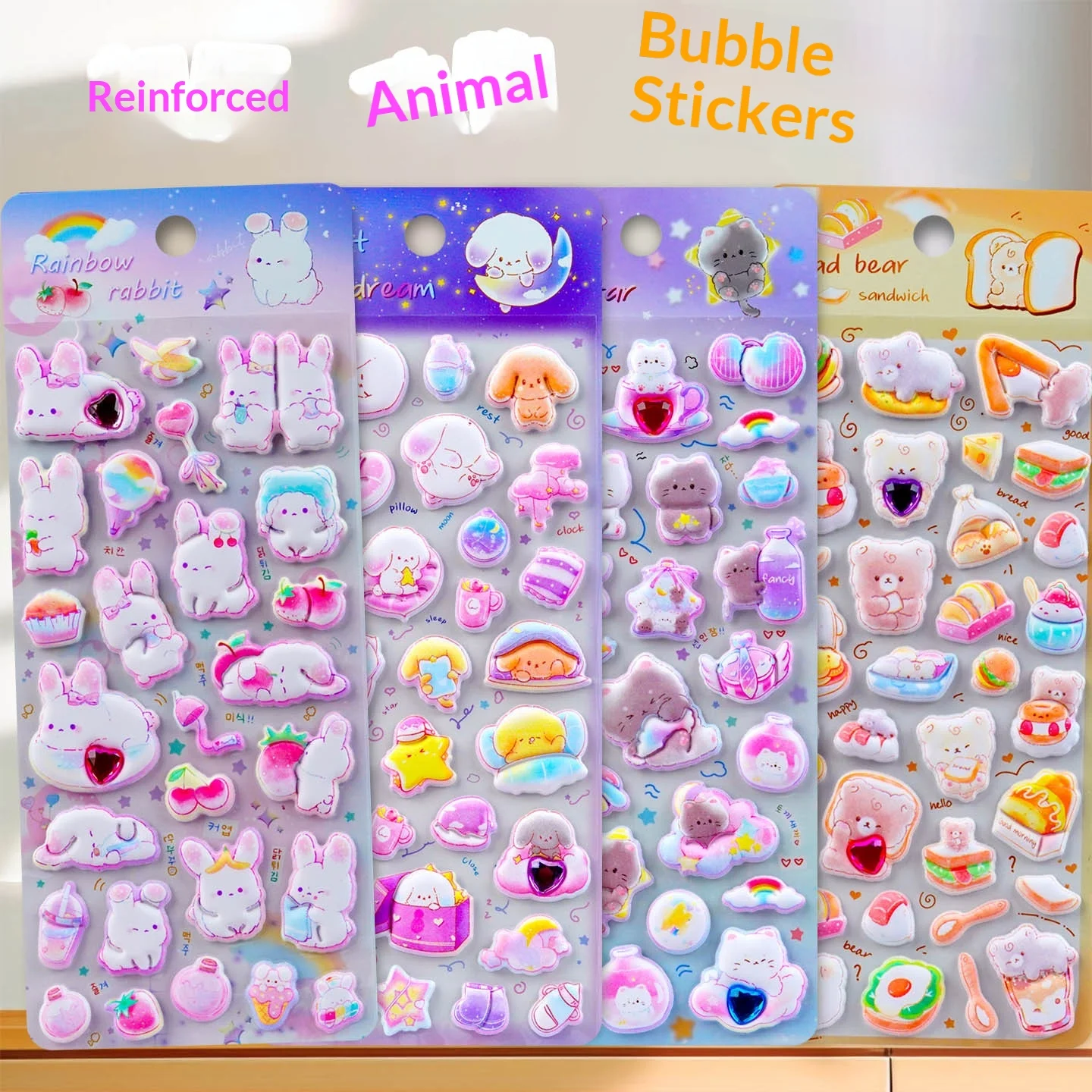 Animal pattern small nose sticker,3D thick bubble sticker,children's phone decoration sticker,for girls and boys,gem-like design