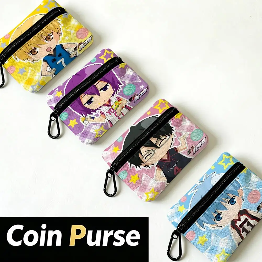 Kuroko No Basket White Oxford Cloth Zipper Coin Purse Lightweight Hanging Key Pouch Card Holder For Daily Use