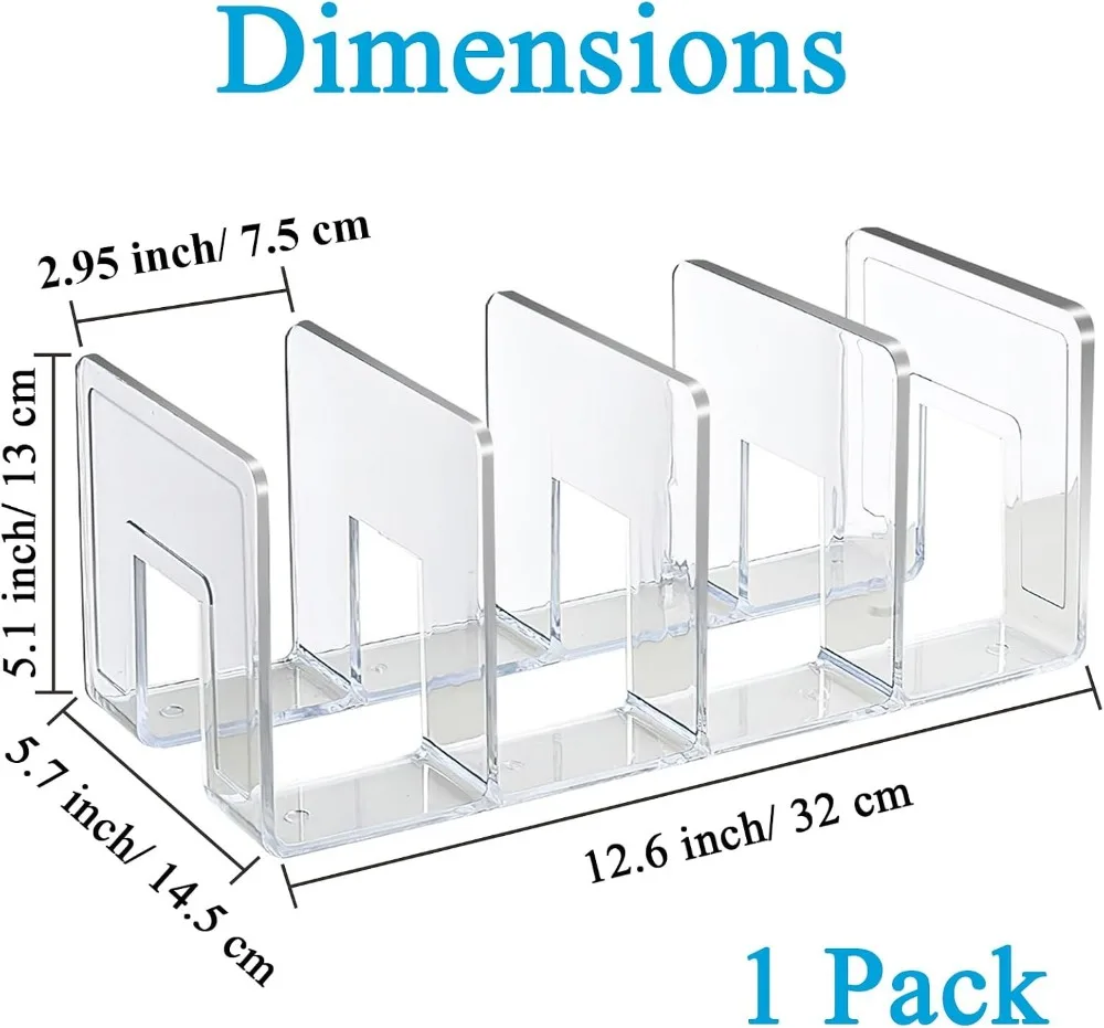 Clear Acrylic File Sorter, 4-Section Desk Organizer for Papers, Mail, Notebooks, Sturdy & Non-Slip