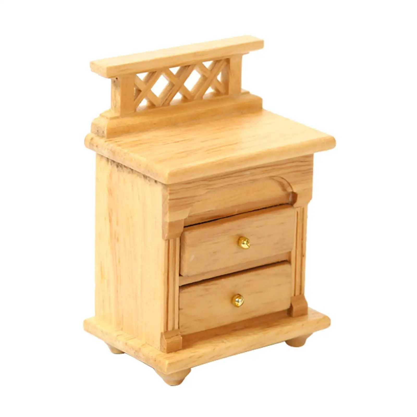 1:12 Scale Wooden Dollhouse Bedside Table Storage Drawer Cabinet for Girls