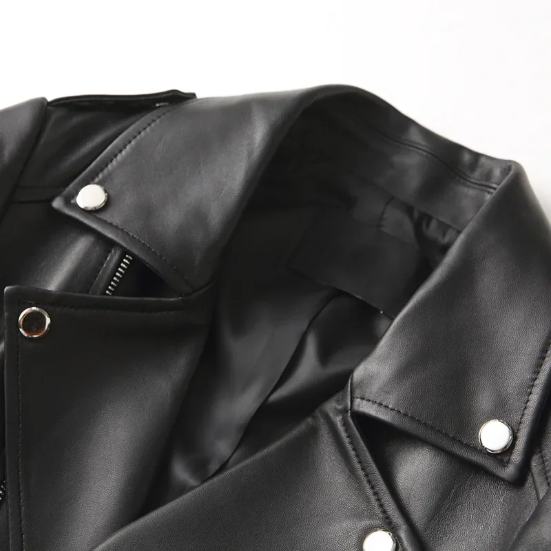 Tcyeek Real Leather Jacket Women Sheepskin Jacket Coats Women's Motorcycle Leather Jacket Autumn Short Jackets Silm Black Suit