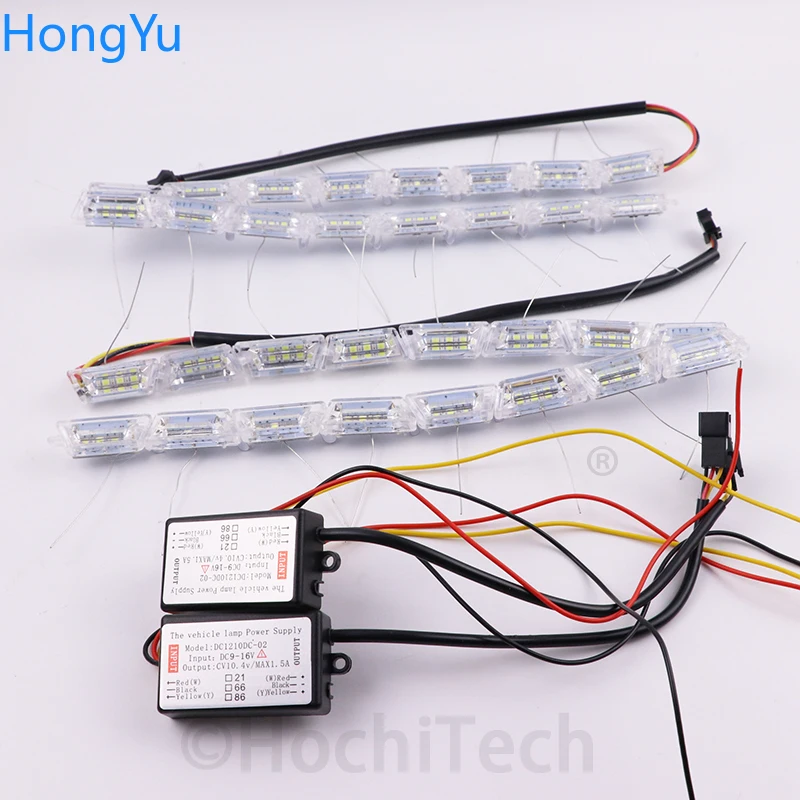 Flexible Crystal Angel Tears LED Strip Light With Turn Signal DRL Daytime Running white with following yellow function