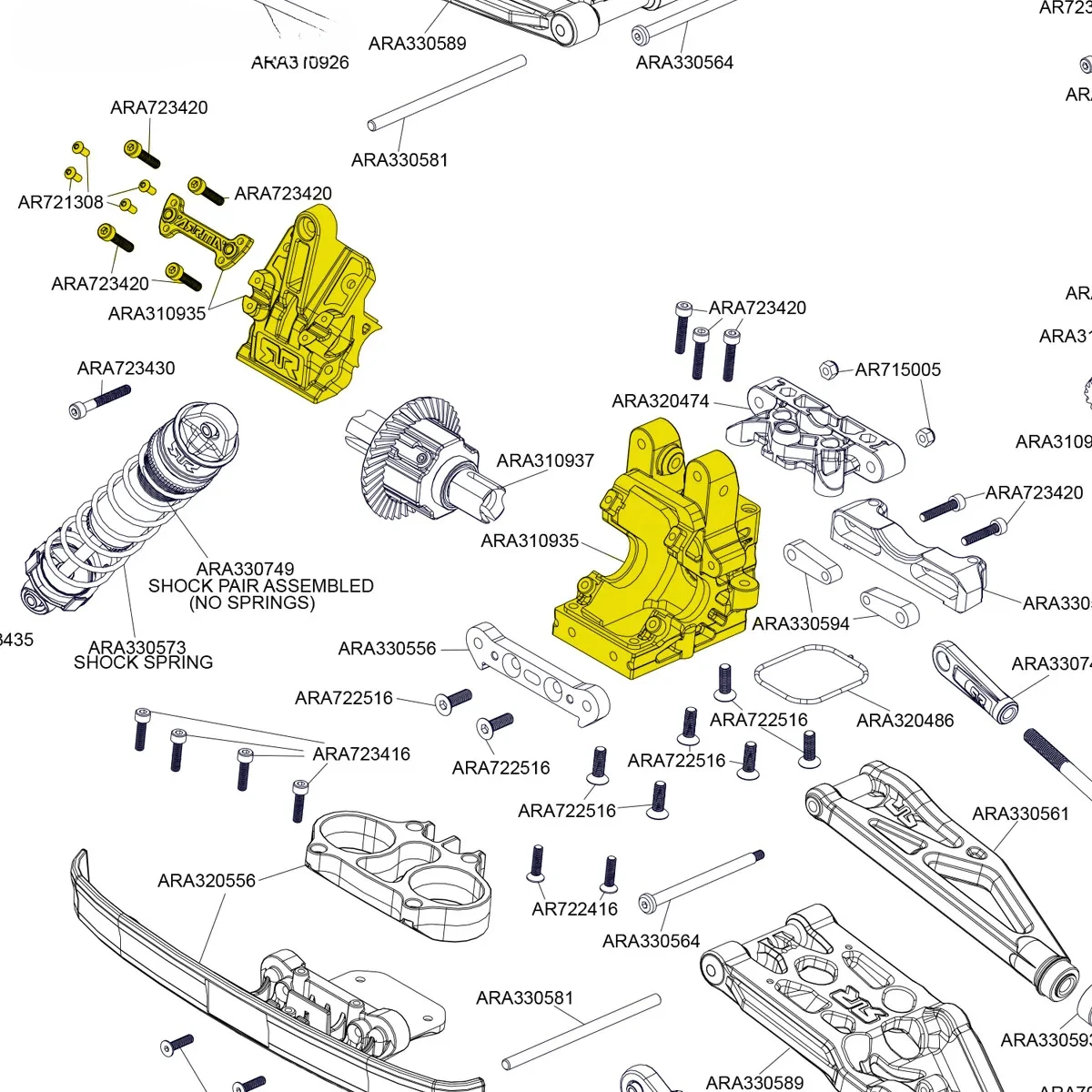 Aluminium ARA 310935   ARA 310930   Vorderes und hinteres mittleres Getriebegehäuse für RC ARRMA 8S 1/5 Kraton ARA 110002   ARA5208 Auslauf ARA5810 ARA5210