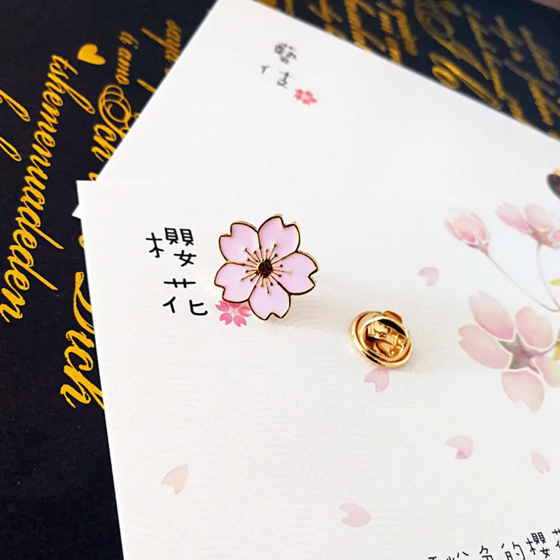 1pcs Cherry blossoms Metal Badges Safety Pins For Clothes Badges Fashion Brooch Icons On Backpack Decorative BDG7803