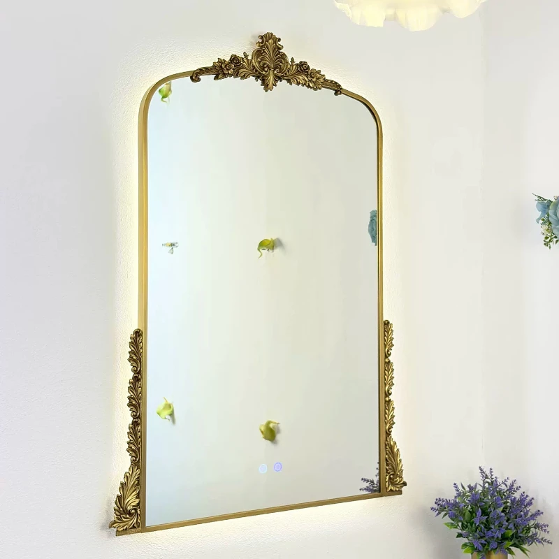 Luxury Vintage Mirror Living Room Aesthetic Makeup Girls Bathroom Nordic Mirror Modern Decoration Spiegel Wand Home Decorations