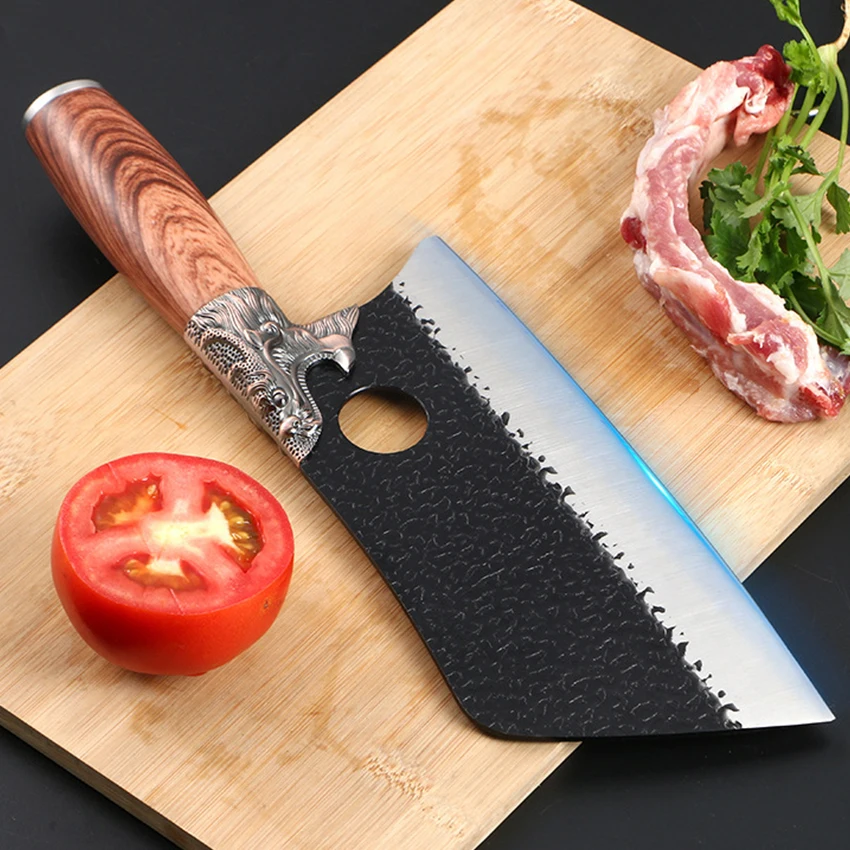 Handmade Forged Kitchen Bone Knife Chopping Knife Butcher Durable Hard Blade Stainless Steel Chopper Cleaver Knife Home Cooking