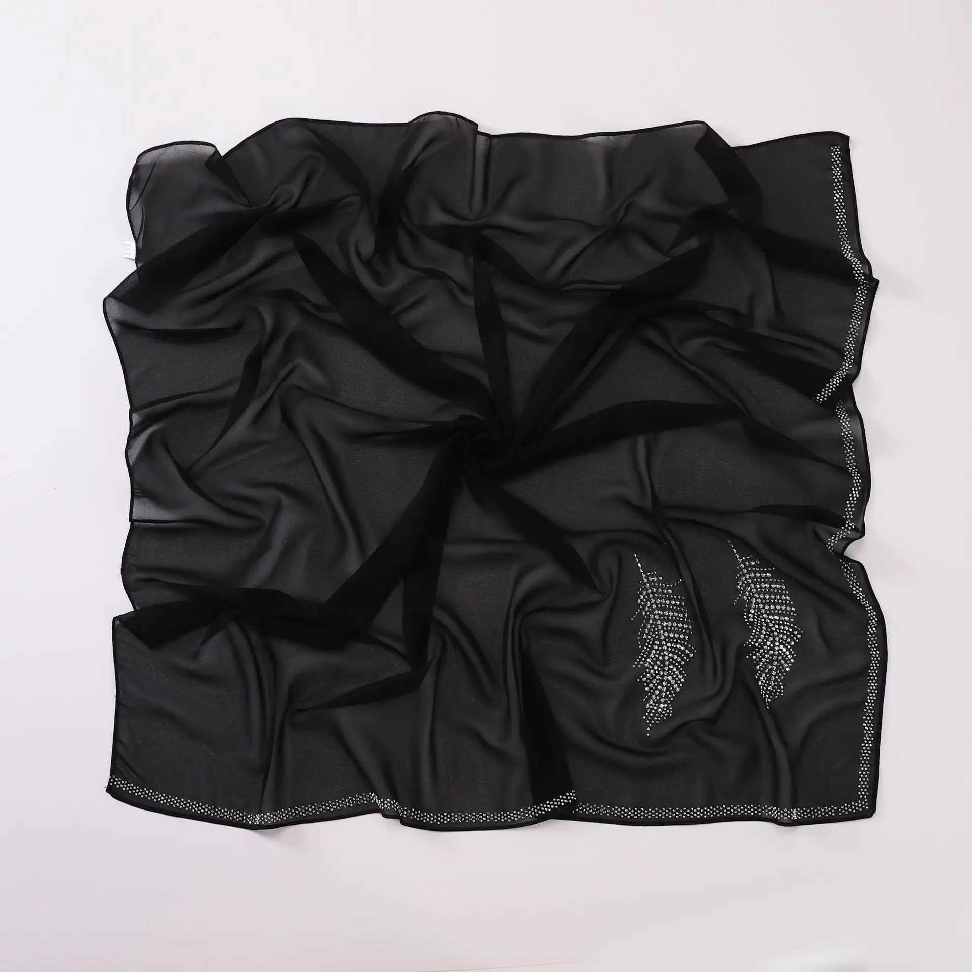 90 سنتيمتر الفاخرة حجر الراين ريشة مربع فقاعة الشيفون الحجاب الفوري شالات سيدة عالية الجودة التفاف Bufandas رمضان مسلم Sjaal #6