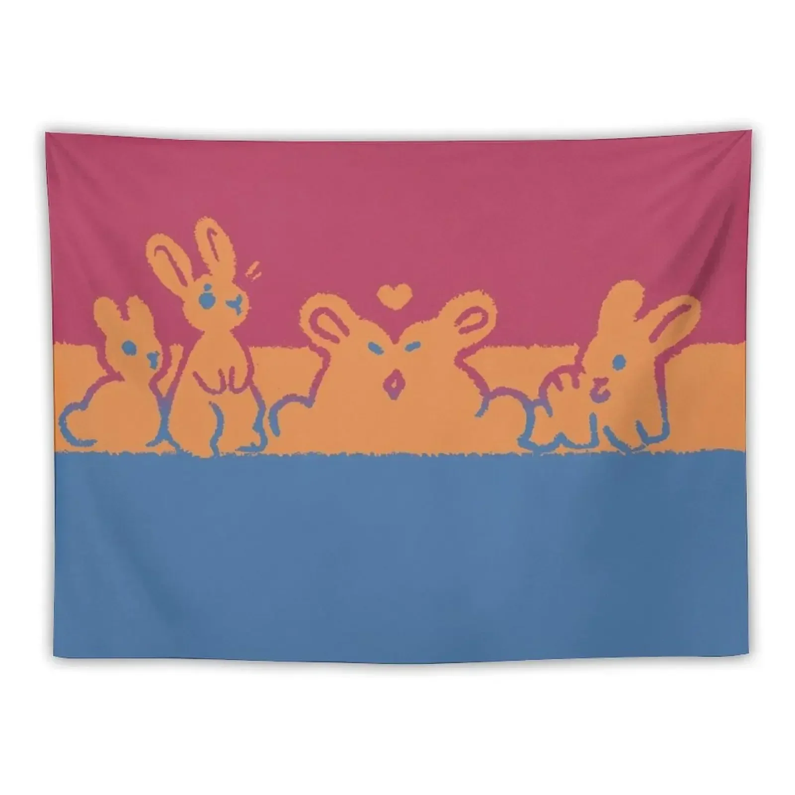 Pan Flag Bunnies Tapestry Art Mural Wallpaper Bedroom Anime Decor Aesthetic Room Decor Korean Tapestry