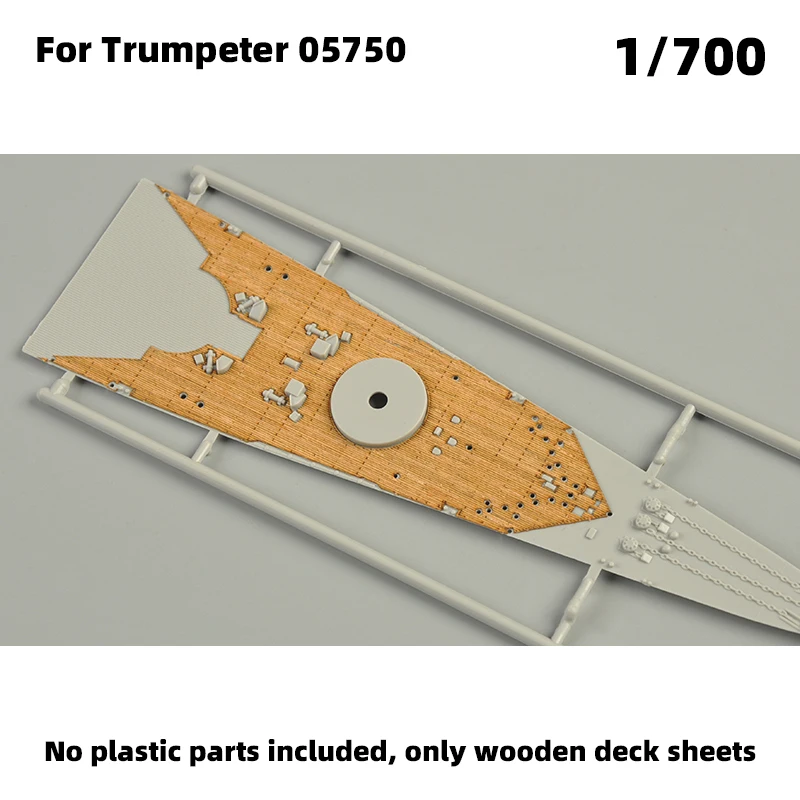 Modell-Upgrade-Teile: Lasergeschnittene Holzdeckplatte mit selbstklebender Ankerkette für TRUMPETER 05311 05750 05751 1/700 1/350 – Detail 1