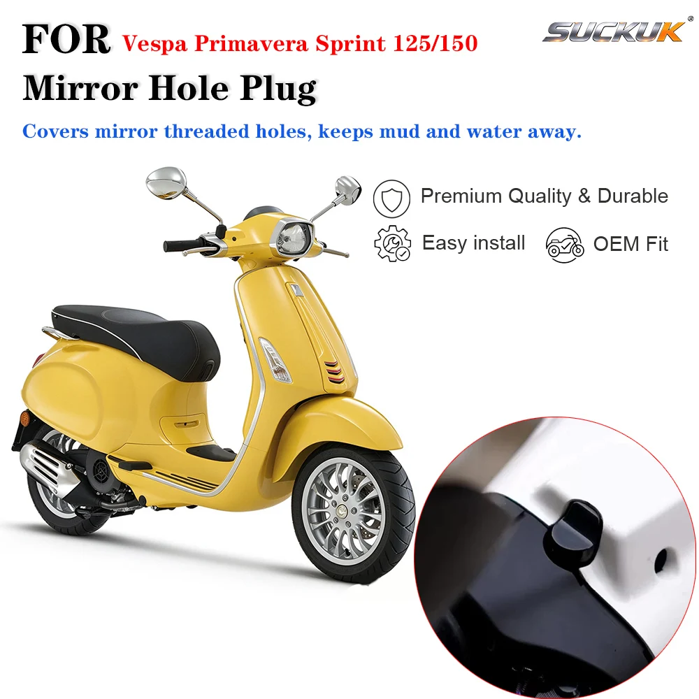 For Piaggio Vespa Primavera Sprint 125/150 Tony Scooter CNC Mirror Hole Plug, Sei Giorni Mirror Screw Cover
