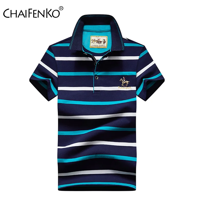 Fashion Flip Collar Business Affairs Polo Shirts Man Thin Style Pure Cotton Stripe T-Shirt Summer New Elastic Short Sleeve Man