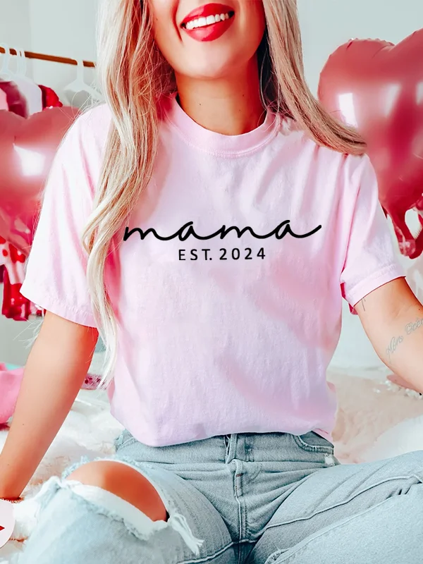 2024 New Stylish Casual Mother's Day Female T-shirt 2024 Hot Sale Gift Fot Mom Women Shirt Comfort Succinct Holiday Girl Tee