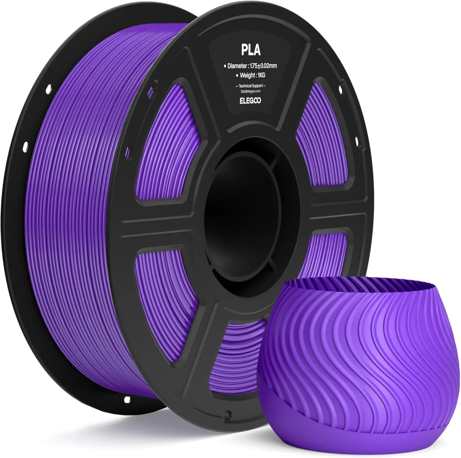 

PLA Filament 1.75mm Purple 1KG, 3D Printer Filament Dimensional Accuracy +/- 0.02mm, 1kg Spool (2.2lbs) Fit Most FDM 3D Printers